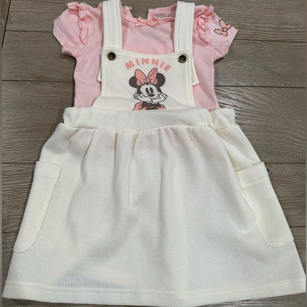 Disney Minnie Mouse toddler Twill Dress and Jersey Top for Infants 18M